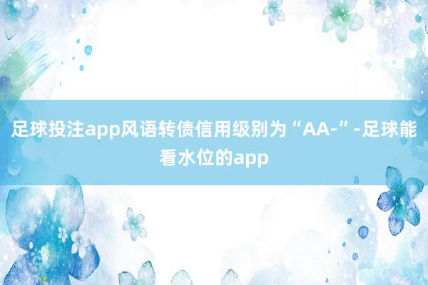 足球投注app风语转债信用级别为“AA-”-足球能看水位的app