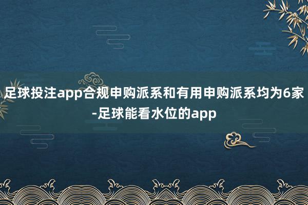 足球投注app合规申购派系和有用申购派系均为6家-足球能看水位的app