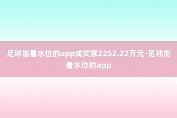 足球能看水位的app成交额2262.22万元-足球能看水位的app
