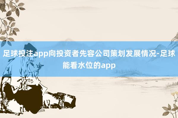 足球投注app向投资者先容公司策划发展情况-足球能看水位的app