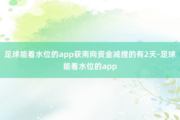 足球能看水位的app获南向资金减捏的有2天-足球能看水位的app