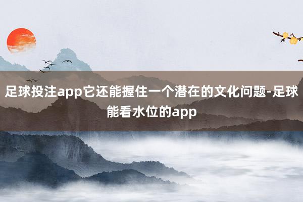 足球投注app它还能握住一个潜在的文化问题-足球能看水位的app