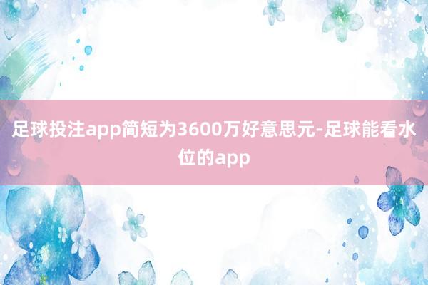 足球投注app简短为3600万好意思元-足球能看水位的app