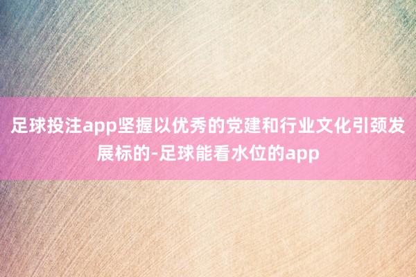 足球投注app坚握以优秀的党建和行业文化引颈发展标的-足球能看水位的app