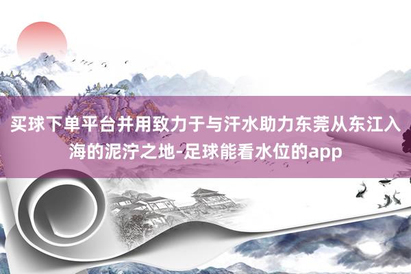 买球下单平台并用致力于与汗水助力东莞从东江入海的泥泞之地-足球能看水位的app
