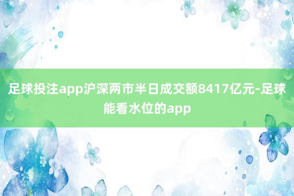 足球投注app沪深两市半日成交额8417亿元-足球能看水位的app