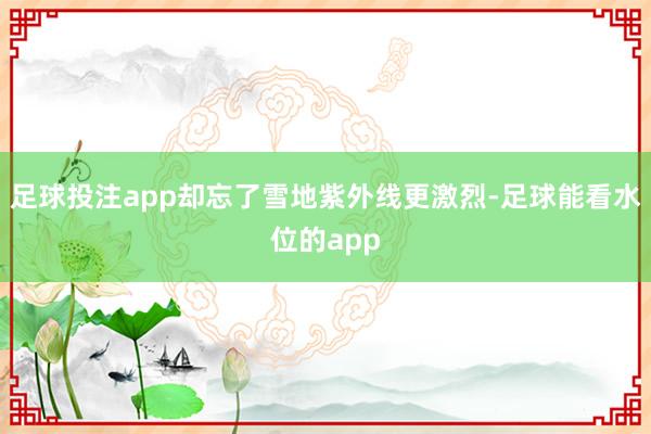 足球投注app却忘了雪地紫外线更激烈-足球能看水位的app