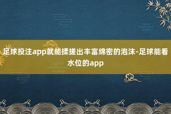 足球投注app就能揉搓出丰富绵密的泡沫-足球能看水位的app
