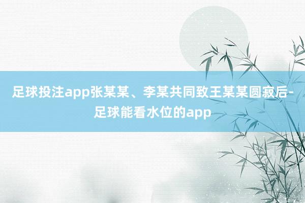 足球投注app张某某、李某共同致王某某圆寂后-足球能看水位的app