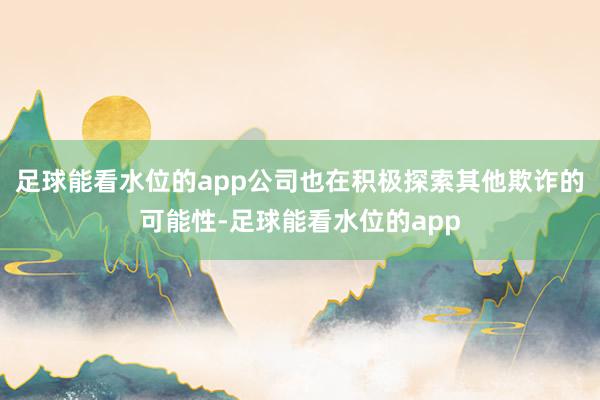 足球能看水位的app公司也在积极探索其他欺诈的可能性-足球能看水位的app