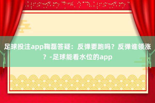 足球投注app鞠磊答疑:反弹要跑吗?反弹谁领涨?-足球能看水位的app