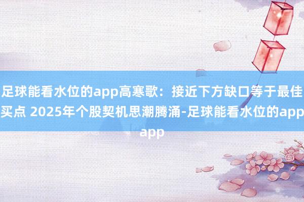 足球能看水位的app高寒歌:接近下方缺口等于最佳买点 2025年个股契机思潮腾涌-足球能看水位的app