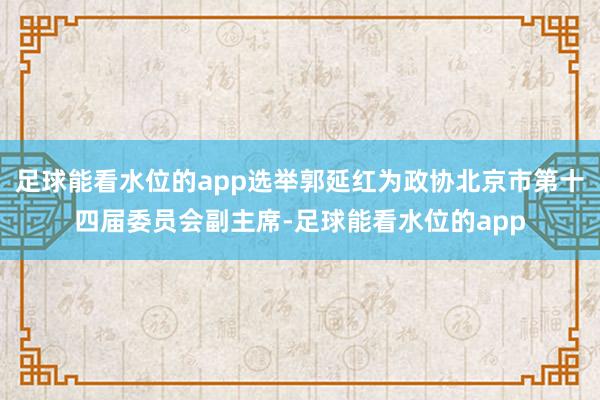 足球能看水位的app选举郭延红为政协北京市第十四届委员会副主席-足球能看水位的app