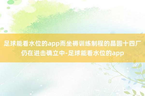 足球能看水位的app而坐褥训练制程的晶圆十四厂仍在进击确立中-足球能看水位的app