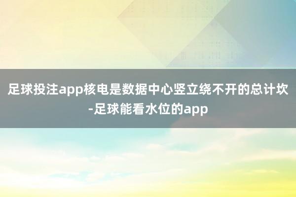 足球投注app核电是数据中心竖立绕不开的总计坎-足球能看水位的app