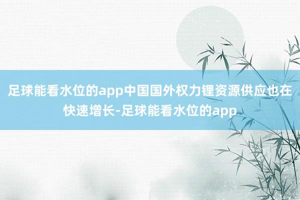 足球能看水位的app中国国外权力锂资源供应也在快速增长-足球能看水位的app