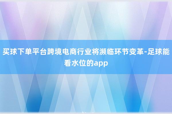 买球下单平台跨境电商行业将濒临环节变革-足球能看水位的app