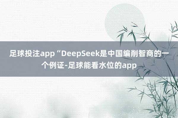 足球投注app“DeepSeek是中国编削智商的一个例证-足球能看水位的app