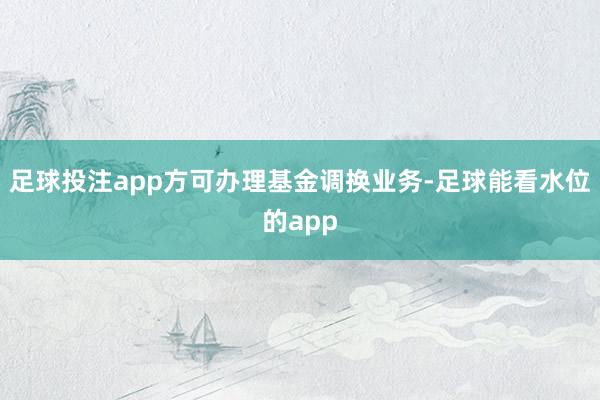 足球投注app方可办理基金调换业务-足球能看水位的app