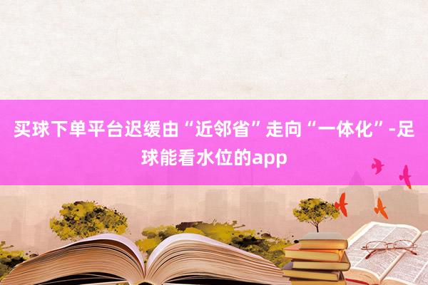 买球下单平台迟缓由“近邻省”走向“一体化”-足球能看水位的app