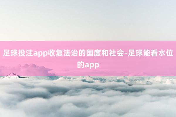 足球投注app收复法治的国度和社会-足球能看水位的app