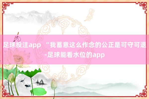 足球投注app  “我蓄意这么作念的公正是可守可退-足球能看水位的app
