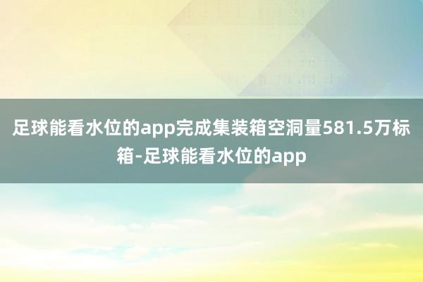 足球能看水位的app完成集装箱空洞量581.5万标箱-足球能看水位的app
