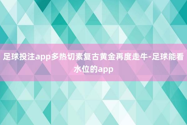 足球投注app多热切素复古黄金再度走牛-足球能看水位的app