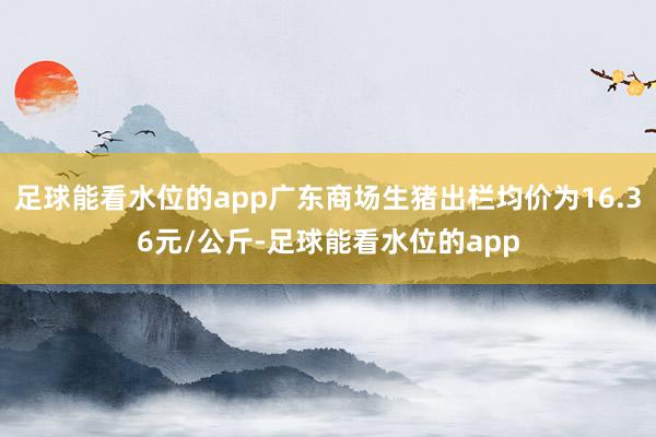 足球能看水位的app广东商场生猪出栏均价为16.36元/公斤-足球能看水位的app