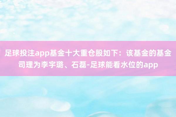 足球投注app基金十大重仓股如下：该基金的基金司理为李宇璐、石磊-足球能看水位的app