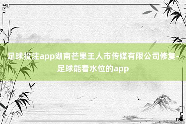 足球投注app湖南芒果王人市传媒有限公司修复-足球能看水位的app