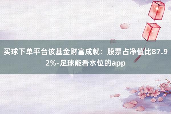 买球下单平台该基金财富成就：股票占净值比87.92%-足球能看水位的app