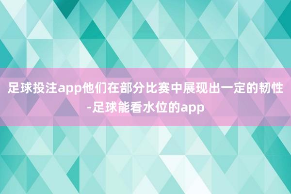 足球投注app他们在部分比赛中展现出一定的韧性-足球能看水位的app