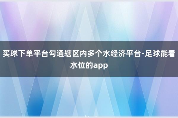 买球下单平台勾通辖区内多个水经济平台-足球能看水位的app