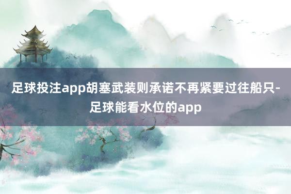 足球投注app胡塞武装则承诺不再紧要过往船只-足球能看水位的app