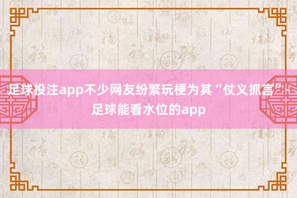 足球投注app不少网友纷繁玩梗为其“仗义抓言”-足球能看水位的app