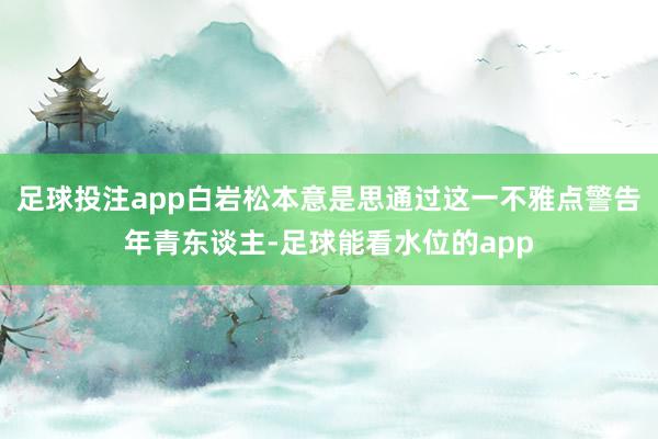足球投注app白岩松本意是思通过这一不雅点警告年青东谈主-足球能看水位的app