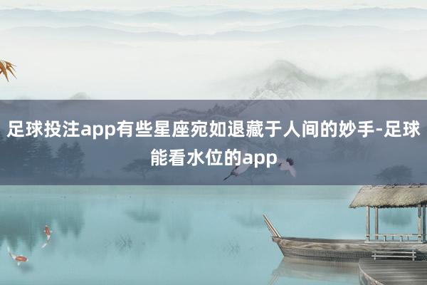 足球投注app有些星座宛如退藏于人间的妙手-足球能看水位的app