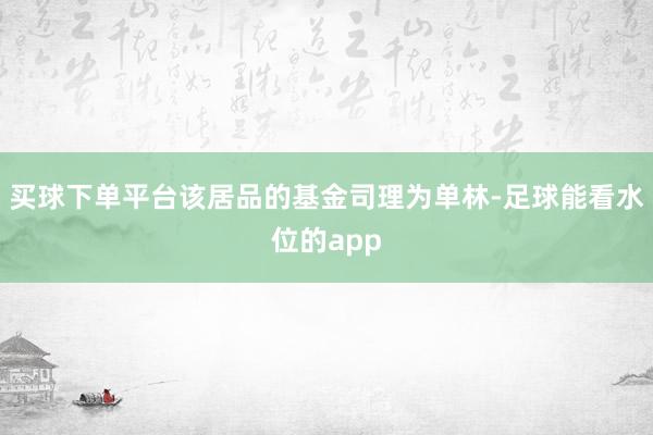 买球下单平台该居品的基金司理为单林-足球能看水位的app