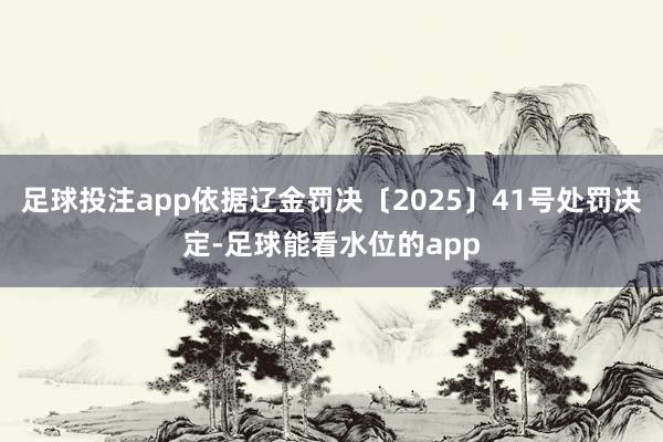 足球投注app依据辽金罚决〔2025〕41号处罚决定-足球能看水位的app