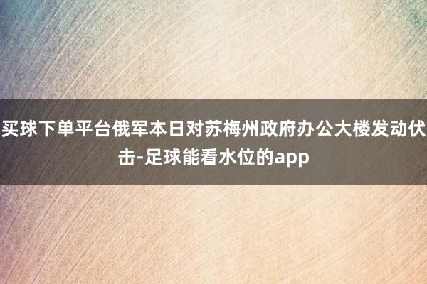 买球下单平台俄军本日对苏梅州政府办公大楼发动伏击-足球能看水位的app