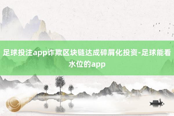 足球投注app诈欺区块链达成碎屑化投资-足球能看水位的app