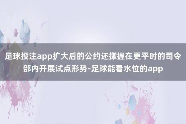 足球投注app扩大后的公约还撑握在更平时的司令部内开展试点形势-足球能看水位的app