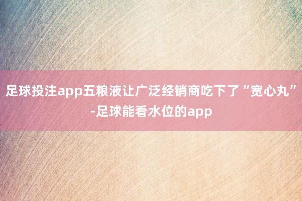 足球投注app五粮液让广泛经销商吃下了“宽心丸”-足球能看水位的app