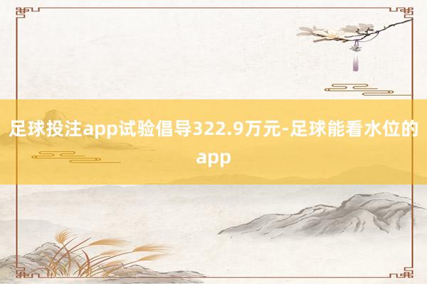 足球投注app试验倡导322.9万元-足球能看水位的app