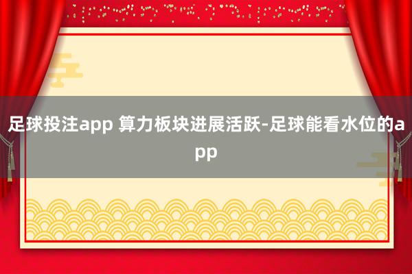 足球投注app 算力板块进展活跃-足球能看水位的app